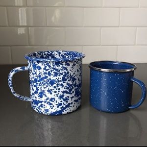 Set of 2* Enamel Tin Mugs - Blue Splatter S/L